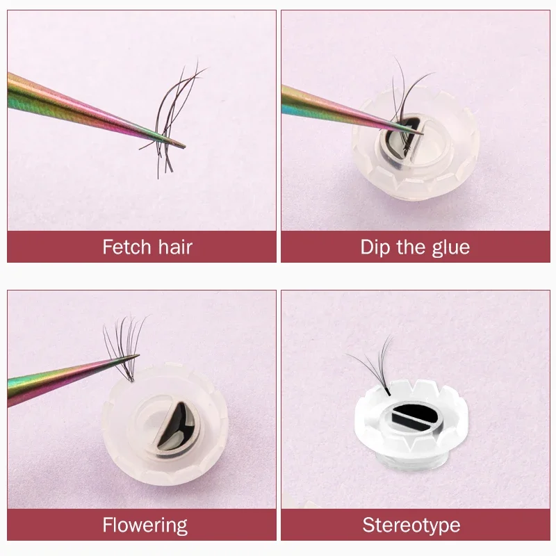 개별 속눈썹 접착제 거치대 접목 인조 속눈썹, 화이트 핑크 블라섬 컵 링 속눈썹 익스텐션 접착제 스탠드 도구, 100 개
