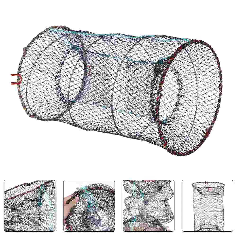 

2 Pcs Crab Fish Cage Cast Nets for Fishing Multi-function Bait Nylon Metal Professional Crawfish Trap