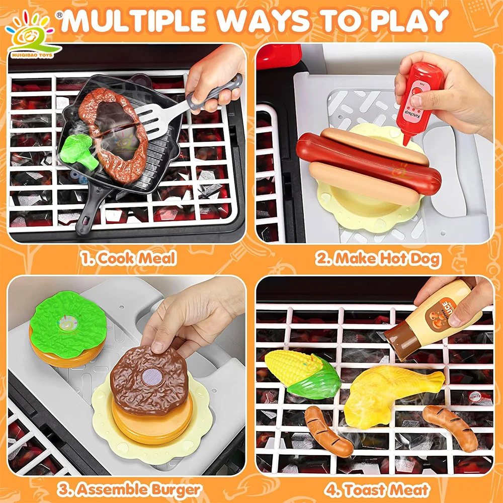 전기 바베큐 그릴 휴대용 야외 바베큐 그릴 소년과 소녀 초현실적 인 시뮬레이션 바베큐 주방 홈 장난감