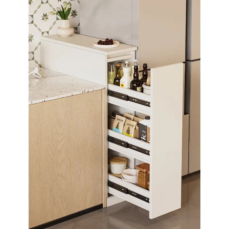 Crack cabinet, kitchen storage, extremely narrow side cabinet, refrigerator gap, bathroom rack, movable side pull narrow side ca