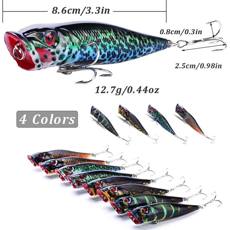 Sougayilang Hot Selling Popper Lure Topwater Bait 94mm 12.7g Fishing Bait Hard Bait Artificial Wobblers Plastic Fishing Tackle