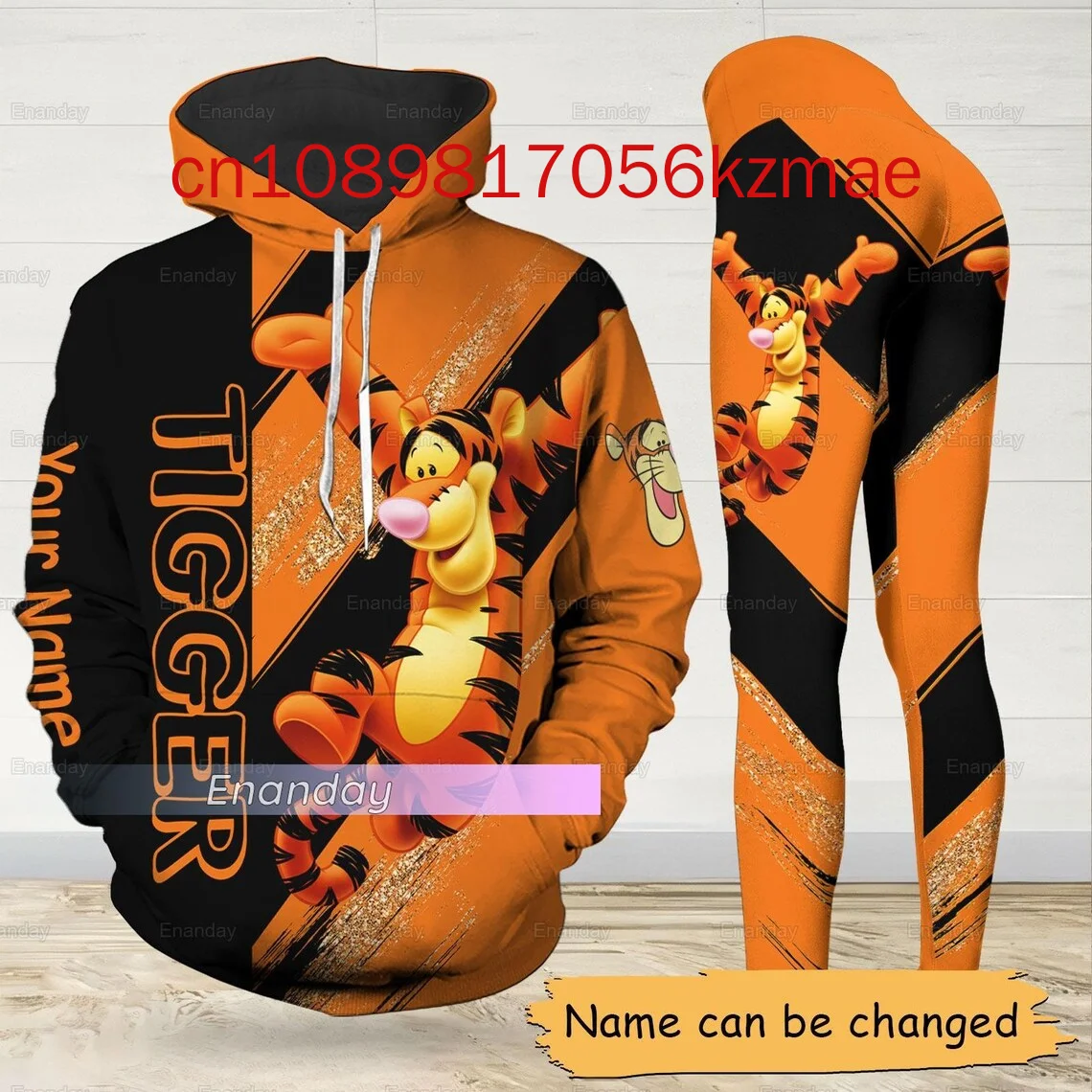 2024 Disney Tigger 3D Hoodie Women\'s Hoodie Yoga Pants Set Disney Mickey Yoga Sweatpants Hoodie Fashion Sports Suit