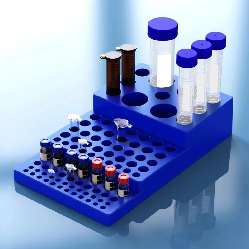 Estante multifuncional para tubos de centrífuga, suministros de laboratorio para tubos de ensayo escalonados de 0,2/0,5/1,5/2/5/10/15/50Ml