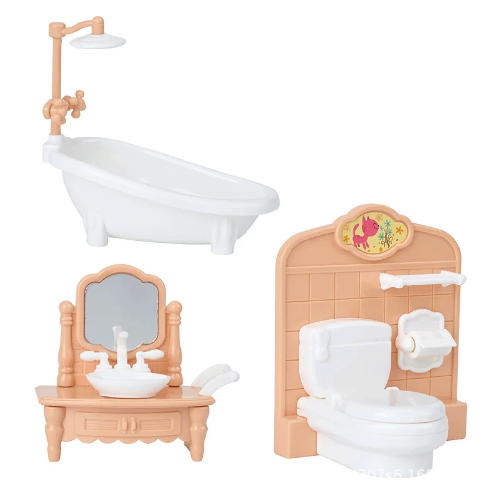 Juego de muebles para casa de muñecas a escala 1:12, Mini juego de simulación para el hogar, cocina en miniatura, baño, dormitorio, modelo de muñeca de juguete, sala de estar
