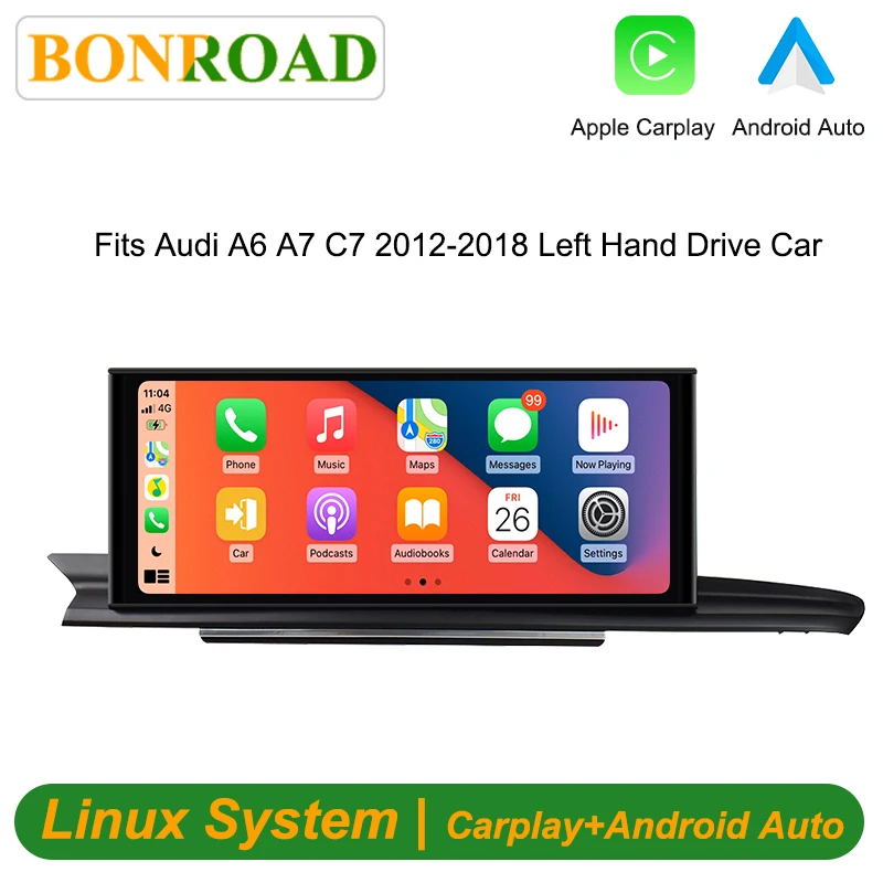Bonroad 12.3 ''Linux Touchscreen 1920*720P Draadloze Carplay Voor Audi A6 C7 A7 2012-2018 RMC HNR MHI Systeem Android Auto Autoradio