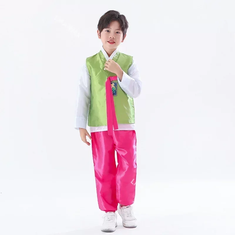 Kinder Hanbok Mädchen Junge Koreanisches Tanzkostüm Ethnische Minderheiten Performance Kostüm Männer Frauen Hanbok Nationalkostüm Kinderkleid