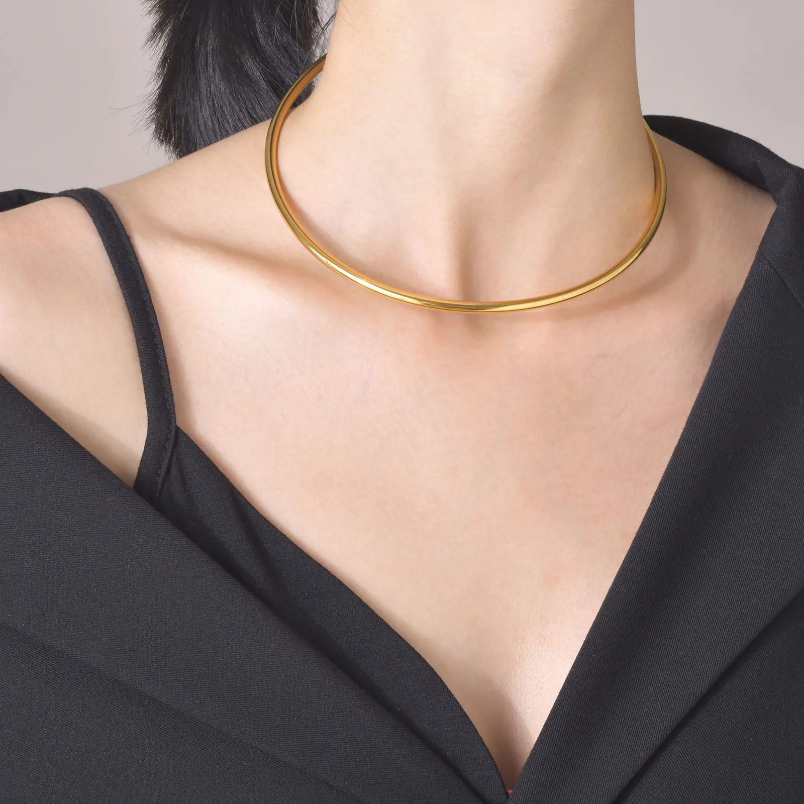 Goldfarbene Edelstahl-Schmuckkette, Halsband-Halskette für junge Mädchen, Mutter, Freundin, Valentinstagsgeschenk – Detail 6