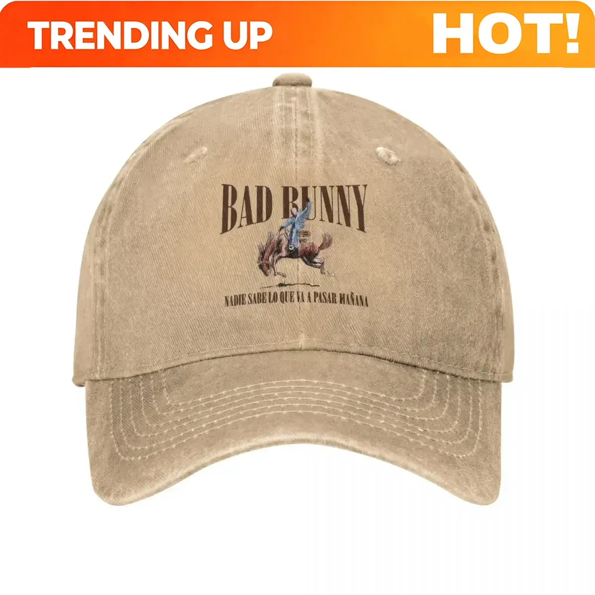 Personalisierung 2024 Tour Bad Bunny Nadie Sabe Baseball Caps Retro Used-Look Washed Musik Sonnenkappe Herren Damen Outdoor Sommer Verstellbar
