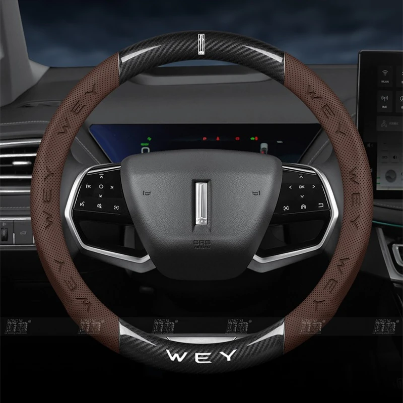 37-38cm Luxury Steering Wheel Cover Sport Non-slip Sweat-absorbing Nappa Leather Perfect Fit For WEY 03 05 07 80 G9 V9X