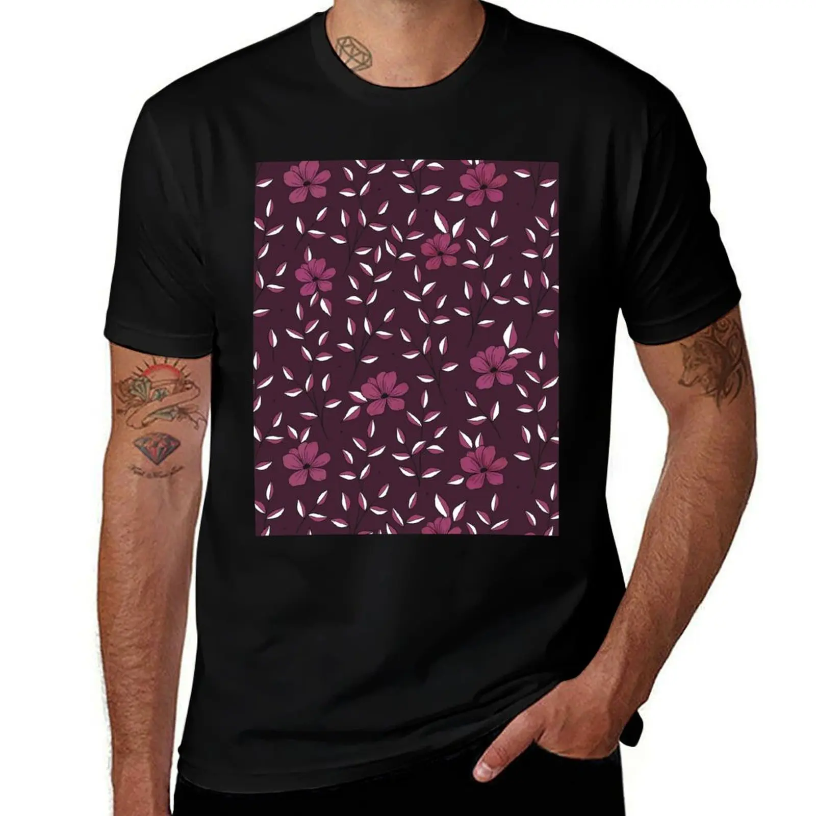 

Pink & Purple Flower Branches T-Shirt Essential Solid Color T-Shirt