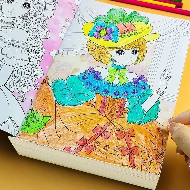 6Books/Set 192 Pages Perfect Princess Coloring Book for Girl Gift Children Graffiti Coloring Picture Painting Book Libros