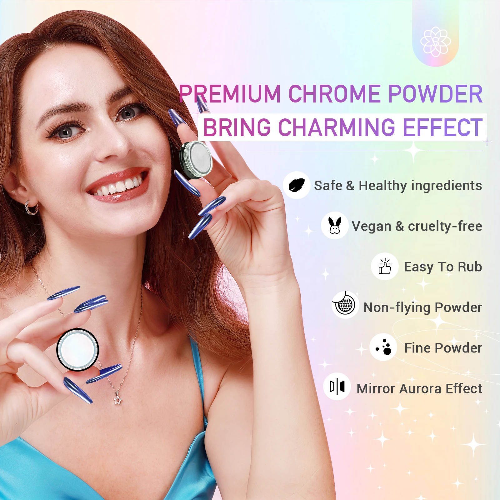 Saviland كروم مسمار مسحوق كاتب كيت 6 ألوان حورية البحر الأبيض اللؤلؤ مع 16 واط مصباح صغير أعلى هلام أدوات كاملة لفن الأظافر #3