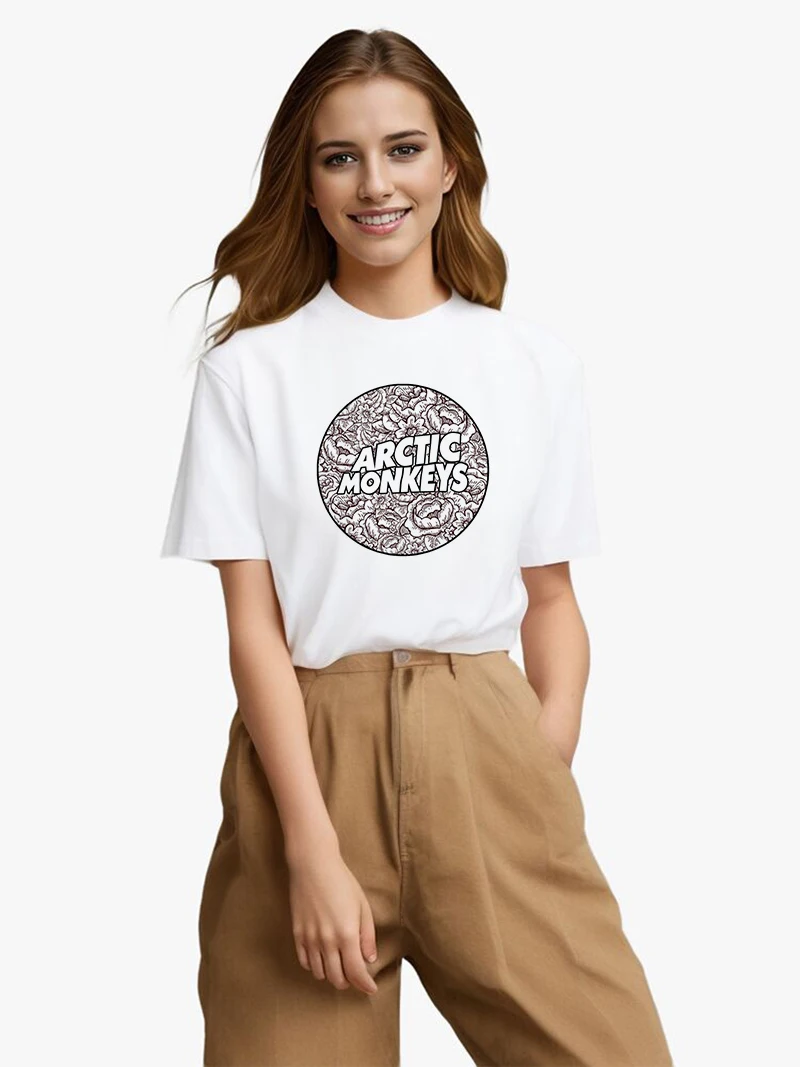 Arctic Monkeys Print Round Neck Short Sleeve T-shirt, Casual Fashion Graphic Tee Top For Summer