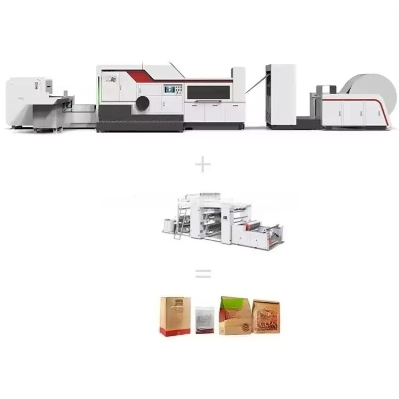 High Efficiency Kraft Paper Shopping Bag Machine With Square Bottom Production Equipment Factory
