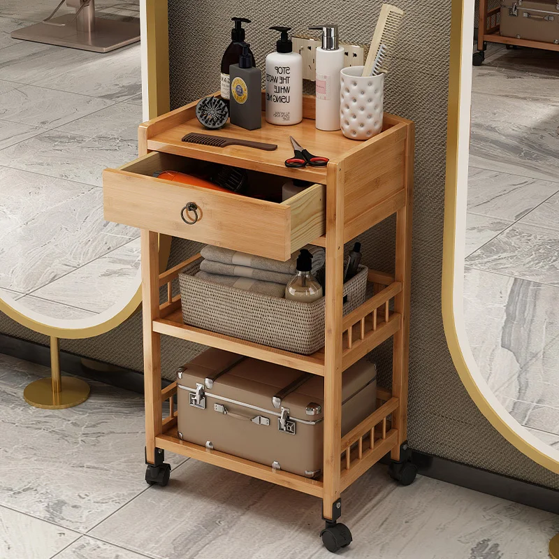 Wood Salon Trolley Cart Medical Rolling Wheels Salon Trolley Beauty Equipment Muebles Peluqueria Commercial Furniture YN50ST