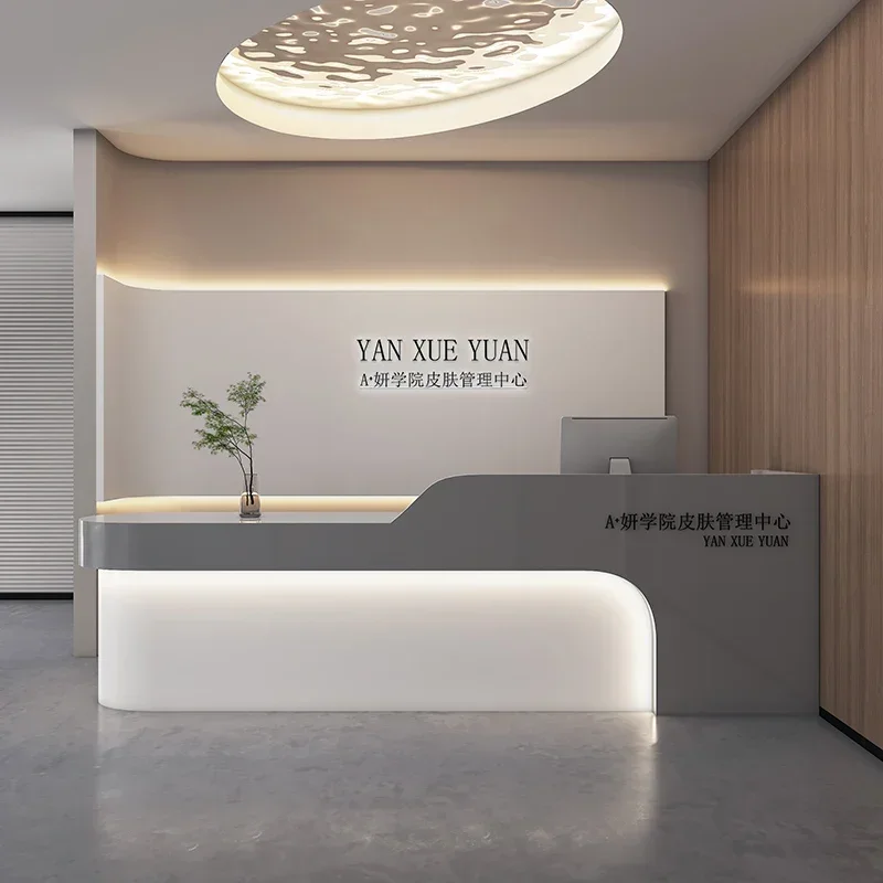 02 Simple modern beauty salon checkout page training institution company, reception desk, clothing store cashier counter