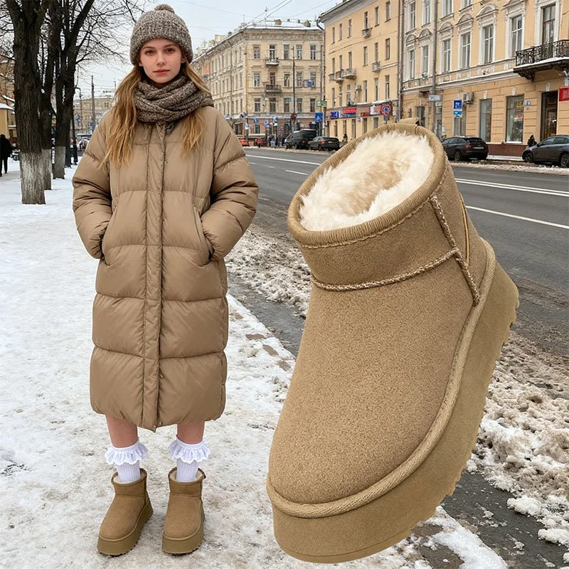 

Женские короткие зимние ботинки на меху с утолщенной нескользящей подошвой, модные, удобные, теплые, на резиновой подошве