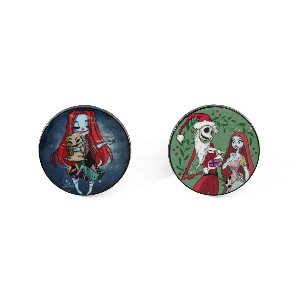 

Movie The Nightmare Before Christmas Round Pins Skeleton Jack Metal Enamel Brooches Cartoon Skull Badges Backpack Pins