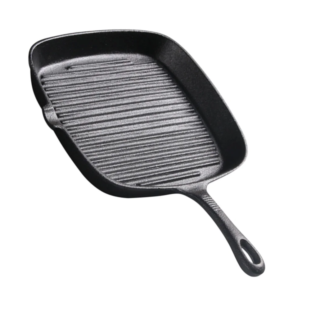 Sartén para carne, plancha, sartén cuadrada antiadherente, cocina de inducción de hierro fundido para freír carne sin recubrimiento