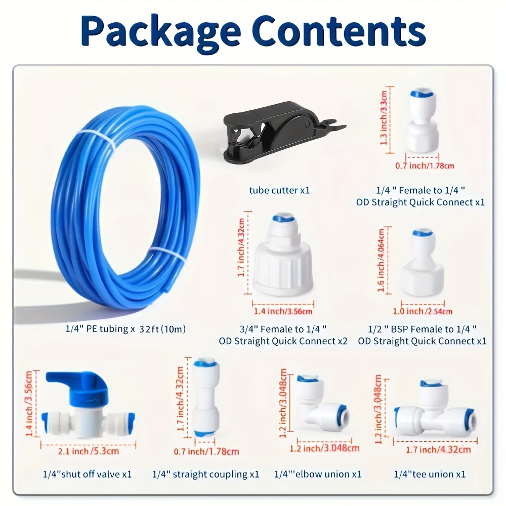10m pipe ice maker kit push-in connection fitting 1/4 inch pipe for refrigerator water supply pipe reverse osmosis system