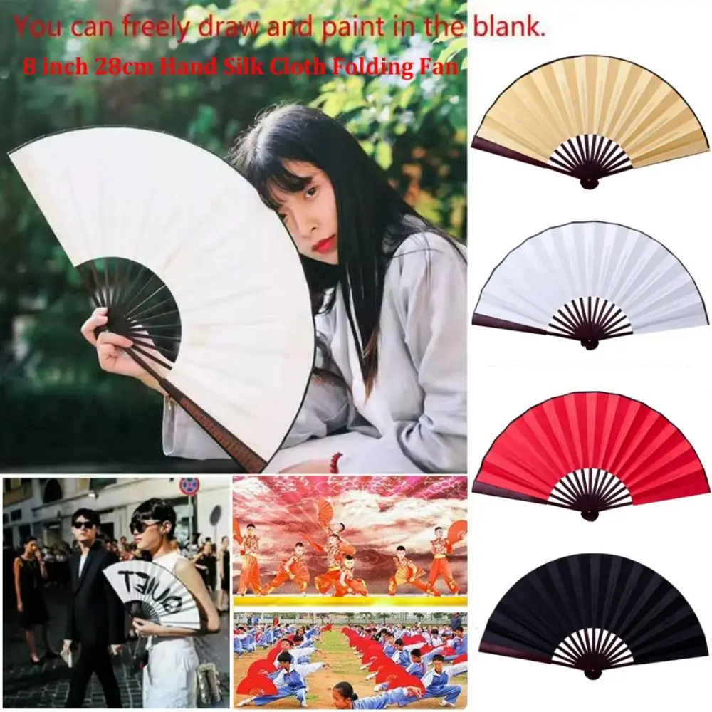 28 cm chinesischer Tai Chi-Fan aus Kunststoff, Knochen, mehrfarbig, für Tanzaufführungen, Chinoiserie, Geschenk, DIY, Yoga, Kung-Fu-Fan