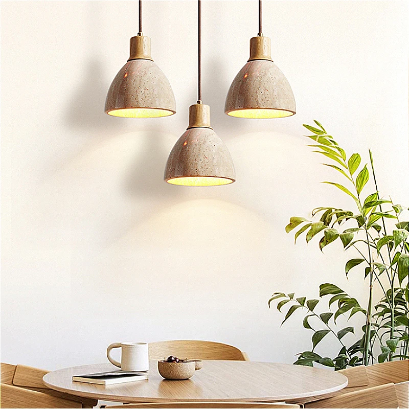 

Yellow Cave Stone Pendent Lamp Room Decor Bedroom Wood Chandelier Retro Kitchen Bar House Decor Items Luxury LED Pendant Lights