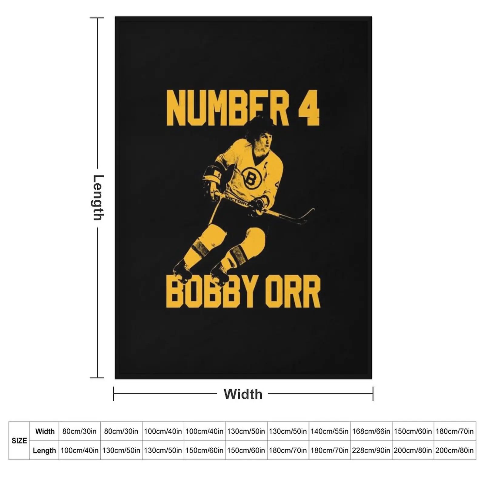 Bobby Orr Number 4 - The Yellow Stencil Throw Blanket couch cozy soft plush fuzzy picnic outdoor blanket
