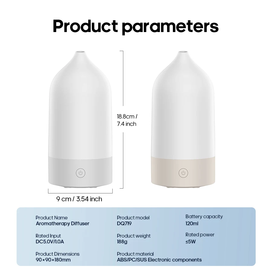 USB Ultrasonic Aroma Diffuser with 7-Colour LED Light