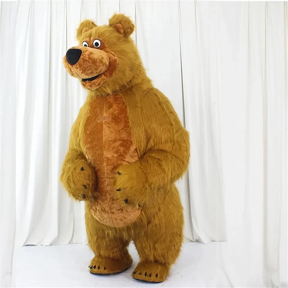 Urso de pelúcia inflável para o carnaval, mascote gigante marrom, personagem de anime, dramatização, festa de Halloween, fantasia