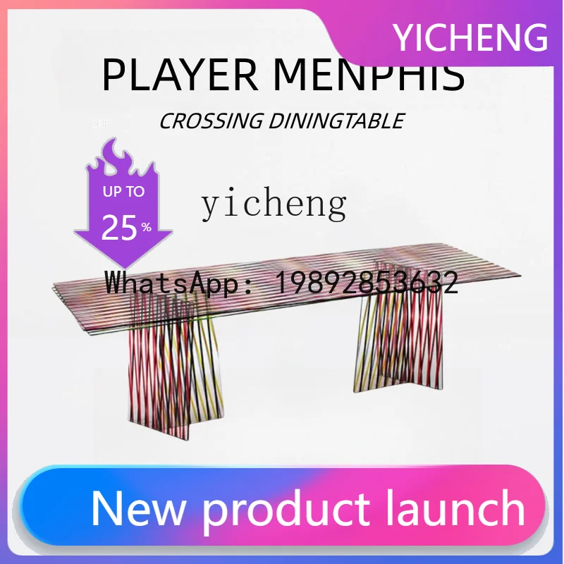 

X2 minimalist glass dining table creative modern rectangular negotiation table household large flat eating table