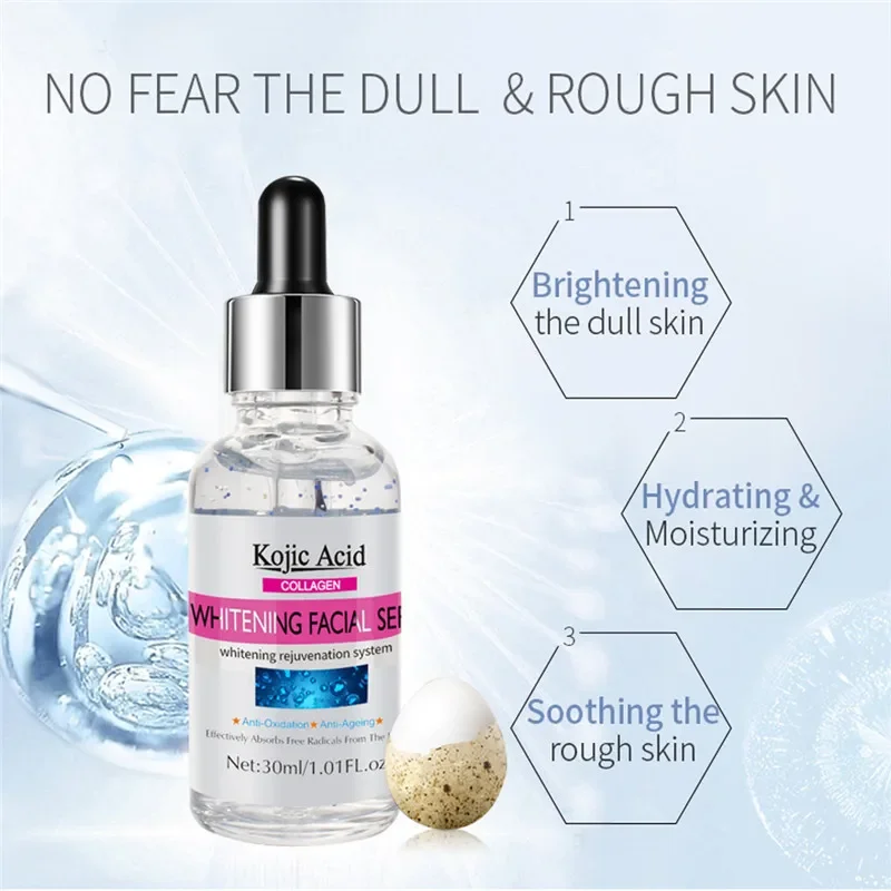 Kojic Zuur Serum Voor Gezicht Remover Hyaluronzuur Whitening Fade Melanine Anti Rimpel Gezichtsserum Huidverzorgingsproduct