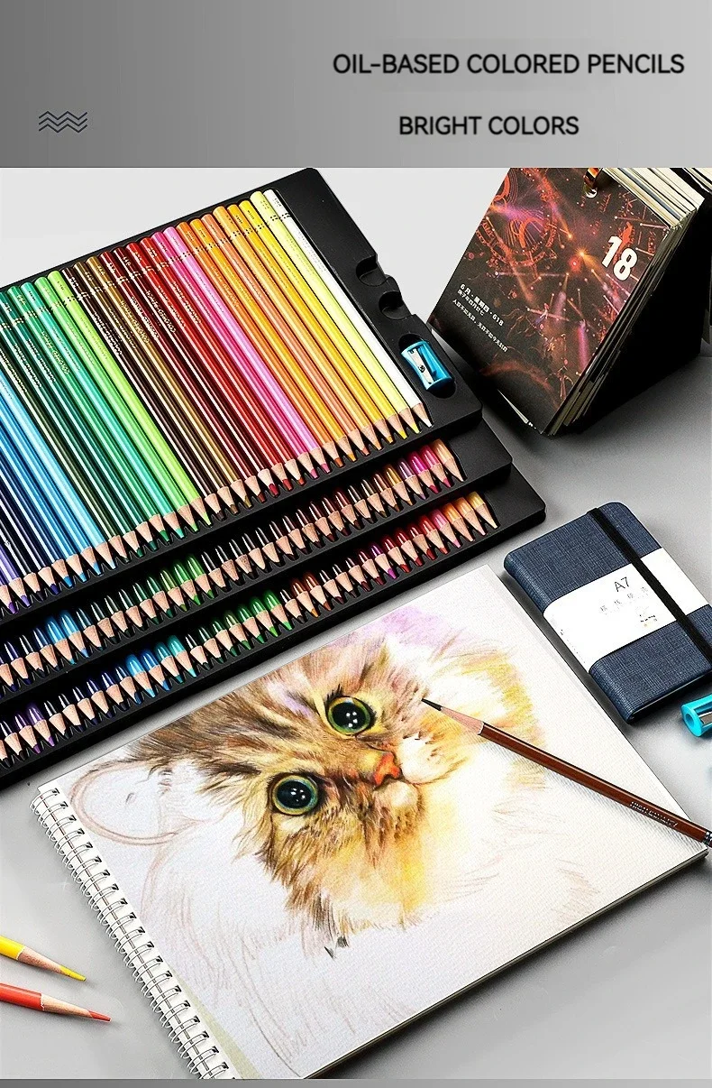 48-200 Farben Professionelle Farbige Ölstifte Aquarell-Zeichenstifte Set mit Aufbewahrungstasche Kunstbedarf – Detail 7
