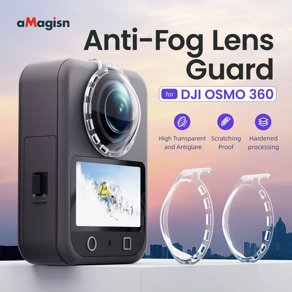 

aMagisn Transparent Lens Protectors for DJI Osmo 360 , Anti-fog Stable Design None Dark Edges Lens Guards Camera Accessories