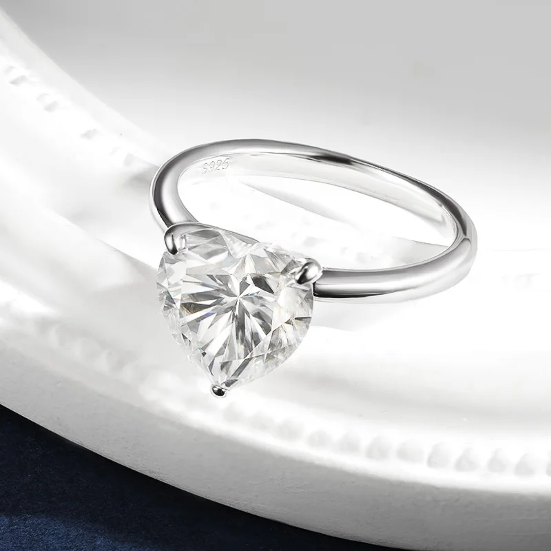 Halaile 4CT 5A Zircon/Moissanite S925 Sterling Silver Love Heart Ring Classic Bridal Fine Jewelry Women\'s Wedding Luxury Gift