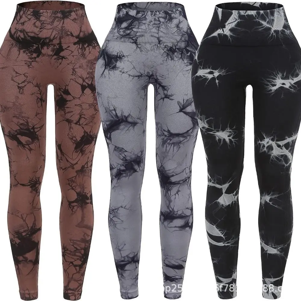 

New Tie-dye Seamless Fitness Pants Polyamide High Waist Yoga Pants Seamless Tight Sports Leggings Women