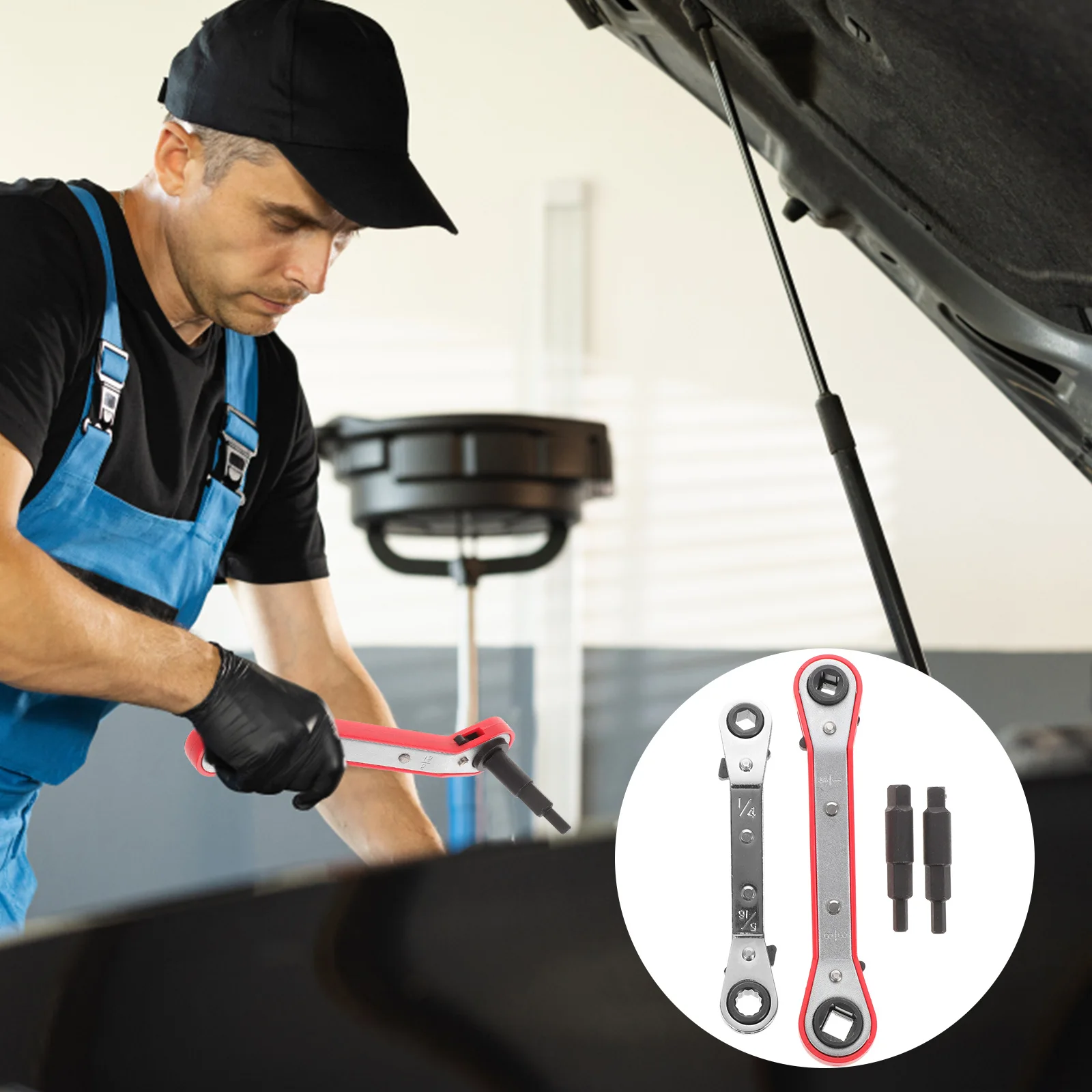 

Hvac Dual Headed Ratchet Wrench Set Ac Refrigeration Repair Tool Hex Bit Adapters Service Wrench Air Conditioner Compressor