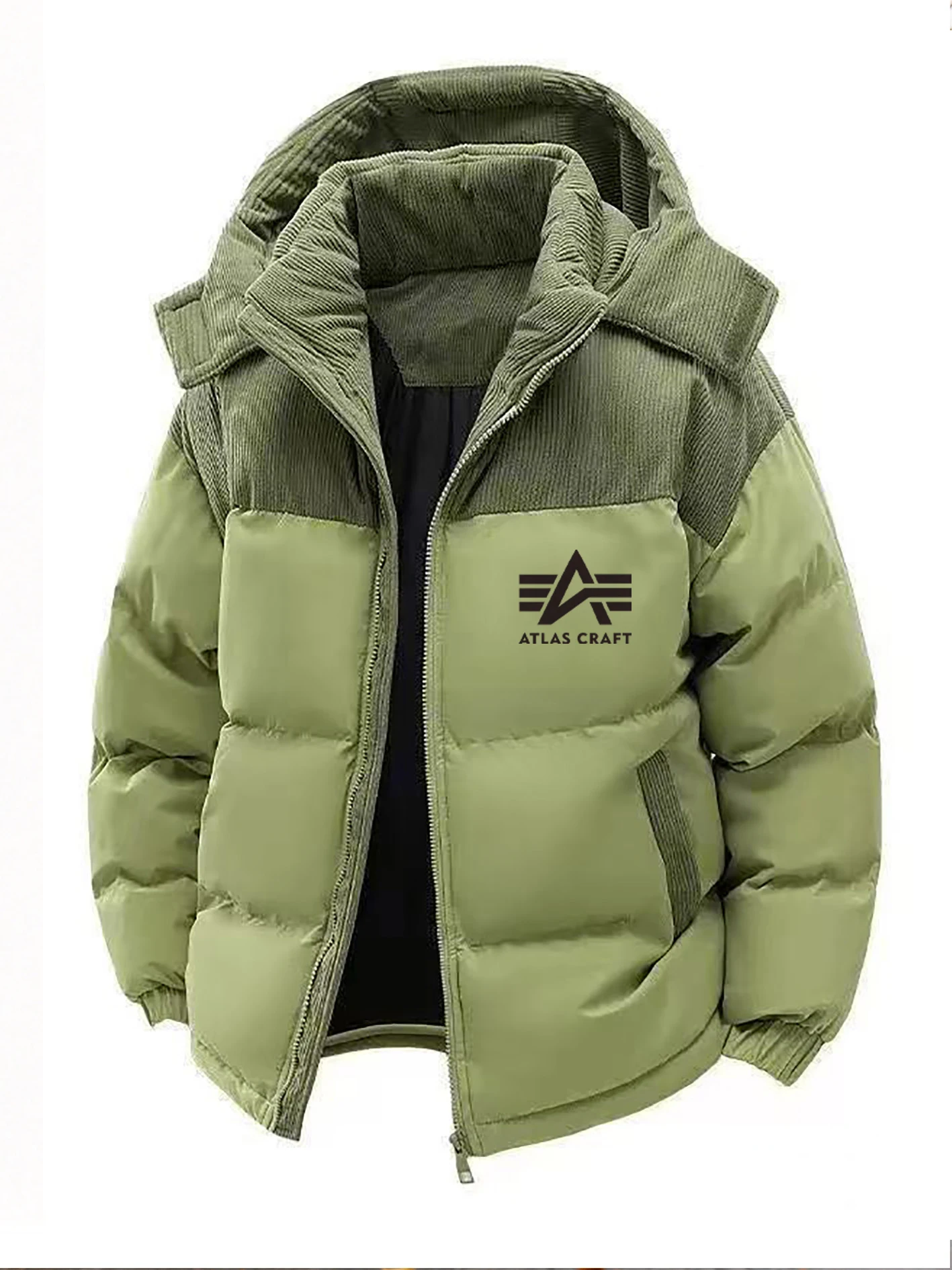 Men's Hooded Cotton Jacket, Heat-Retaining and Cold-Resistant, Windproof with Hood, Suitable for Daily Commuting