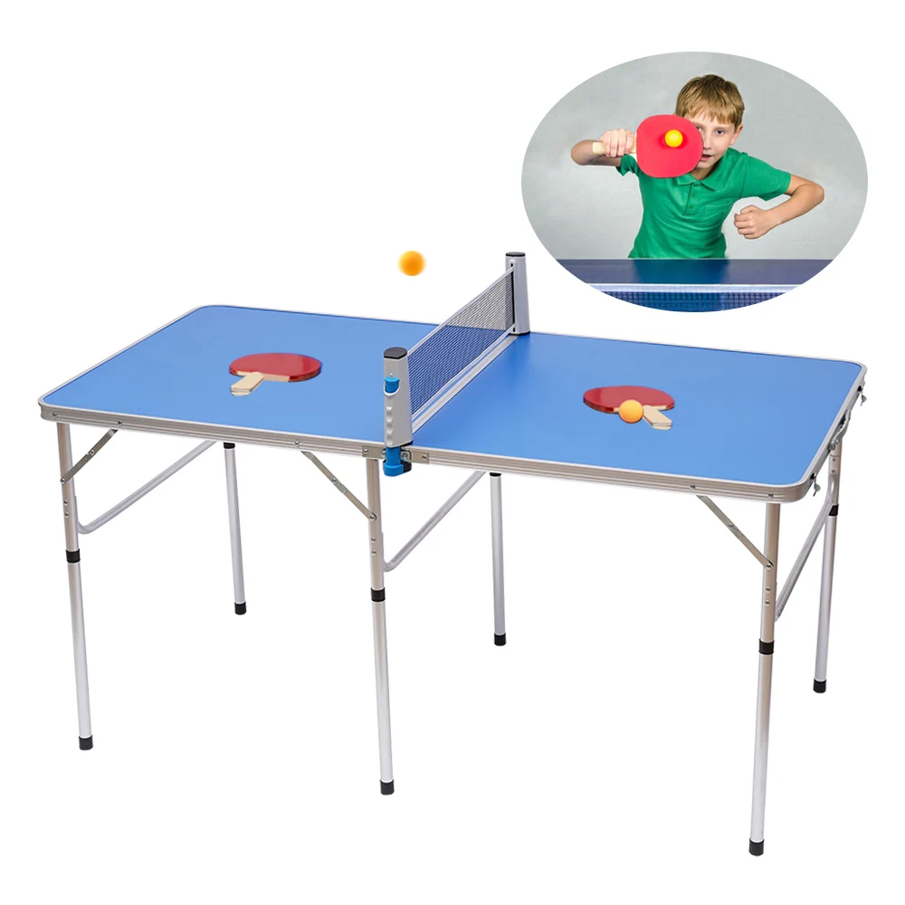 Ping Pong Table with MDF and Aluminum Alloy, High Load-Bearing, Complete Set with Balls and Rackets