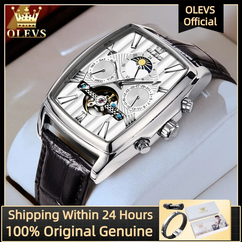 OLEVS 6675: Un Orologio Meccanico di Lusso per Uomini con Cinturino in Pelle