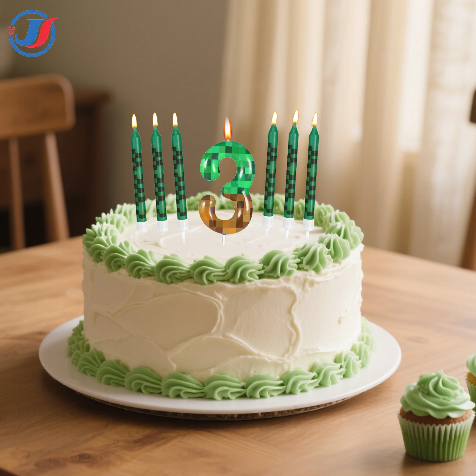 7Pcs Retro Pixel Birthday Cake Candles Topper for Pixel Theme Party Anniversary Party Video Game Party Supplies for Boys Girls