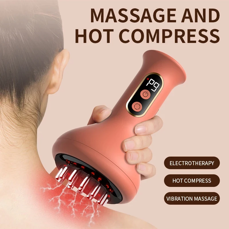 Tuhopeta Electric Cupping Massage Machine LCD Display Guasha Scraping Body Massager with Vacuum Suction Heating for Fat Slimming