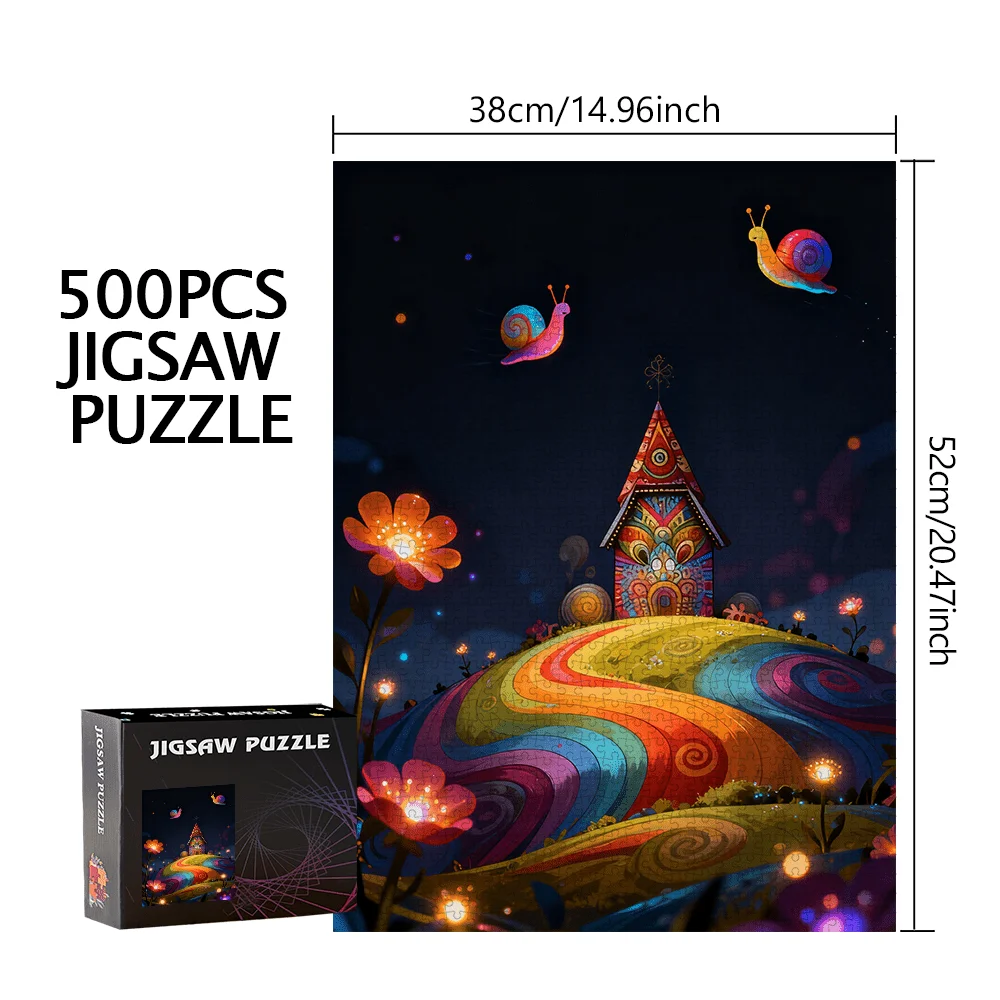 마법의 밤 달팽이 & 다채로운 오두막 직소 퍼즐 성인 어린이 판타지 테마 지적 게임 홈 레저 창의적 퍼즐 장난감