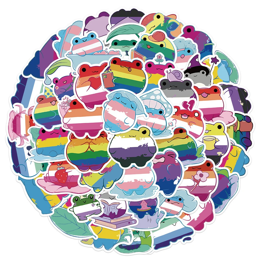 10/30/50 Stück Kawaii Regenbogen Pride Frosch Aufkleber Ästhetische Graffiti-Sticker DIY Gitarre Gepäck Scrapbook Niedliche Cartoon-Aufkleber-Set