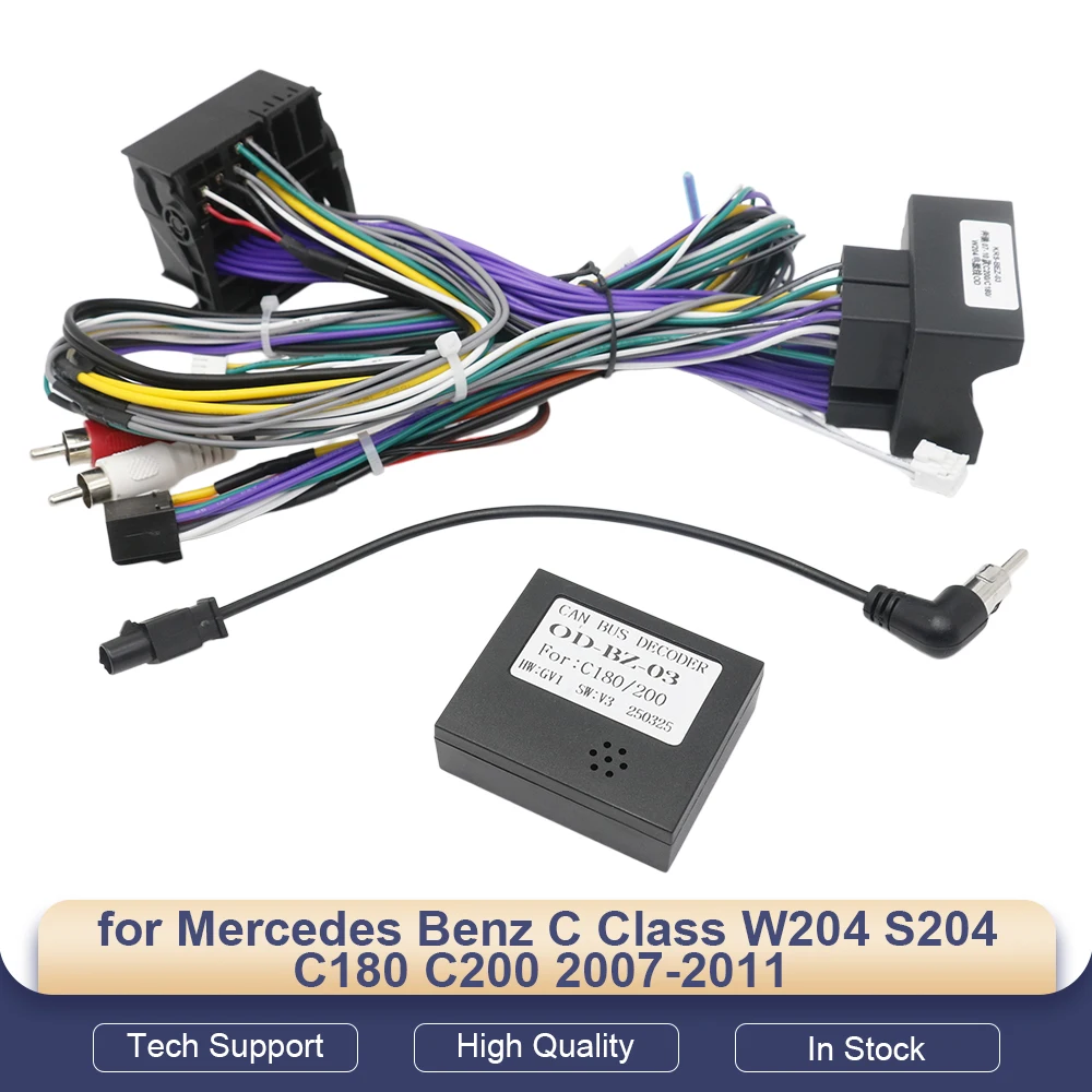 

Блок Canbus для OD-BZ-03, 16-контактный кабель питания для Mercedes Benz C-Class W204 S204 C180 C200 2007-2011, Android 2 Din
