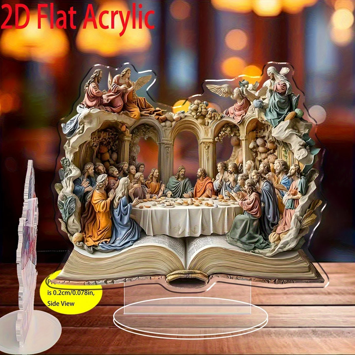 2D Flat, 2D Acrylic Is a Suitable All Four Seasons. 2D Flat-printed Bohemian Last Supper Table Decoration- Jesus and Apostles Re