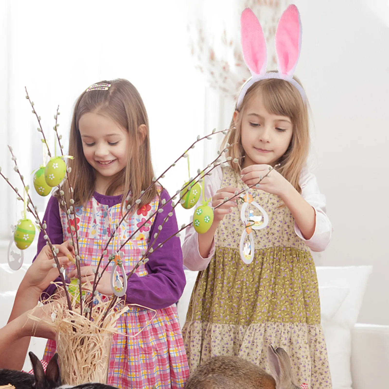 

Набор из 4 повязок на голову с ушками кролика для вечеринок, декоративные повязки для волос