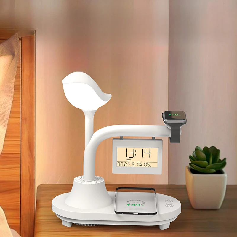 

Подарок на день рождения, будильник, светодиодный светильник, динамик, Bluetooth, атмосфера, маленький ночник, креативный подарок, двойная беспроводная зарядка