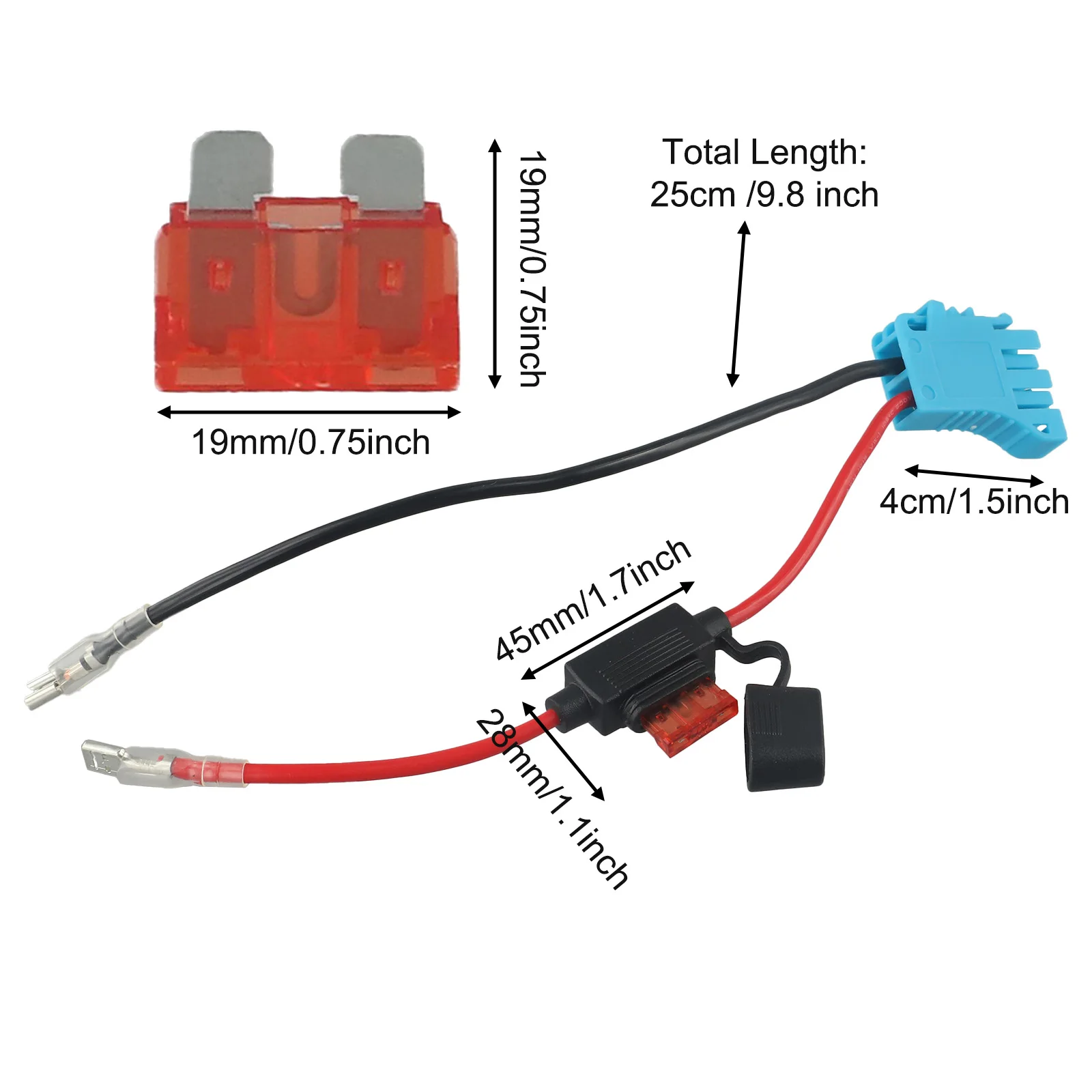 40A Fuse Connector Battery Connector Impact-resistant ABS Plastic Lightweight And Sturdy Approx. 25 Cm 9.8 Inches