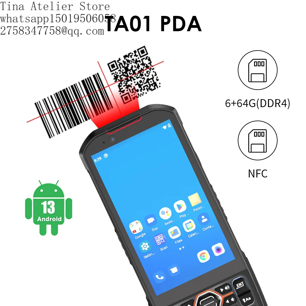 Effon TA01 Android 13.0 6+64G Handheld 5200mAh Rugged PDA Barcode Scanner with NFC Warehouse Inventory Data Collector  in Stock
