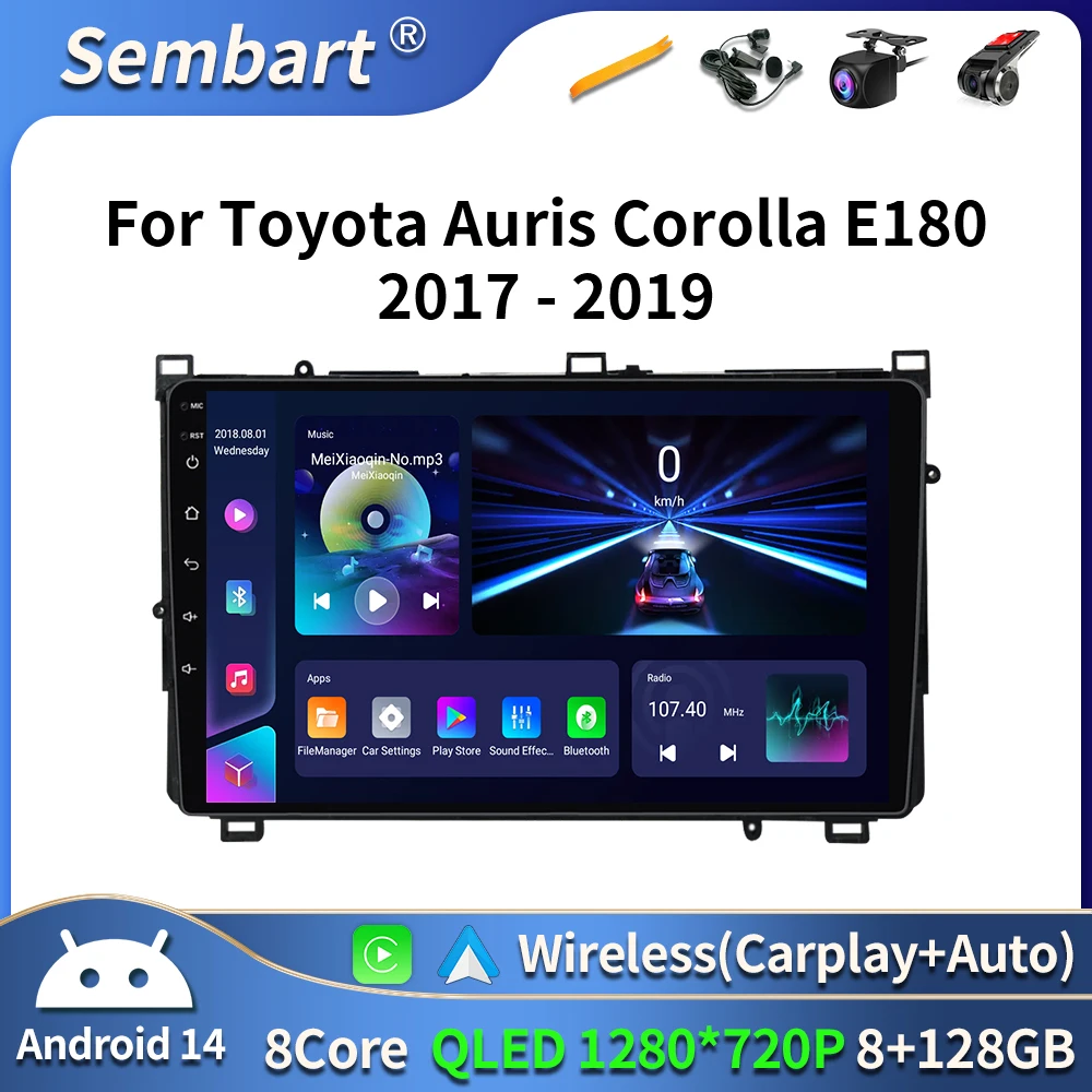 

Carplay Car Radio Android 14 For Toyota Corolla Auris E180 2016 2018 2019 Multimedia Video Player Navigation GPS Stereo 2din DVD